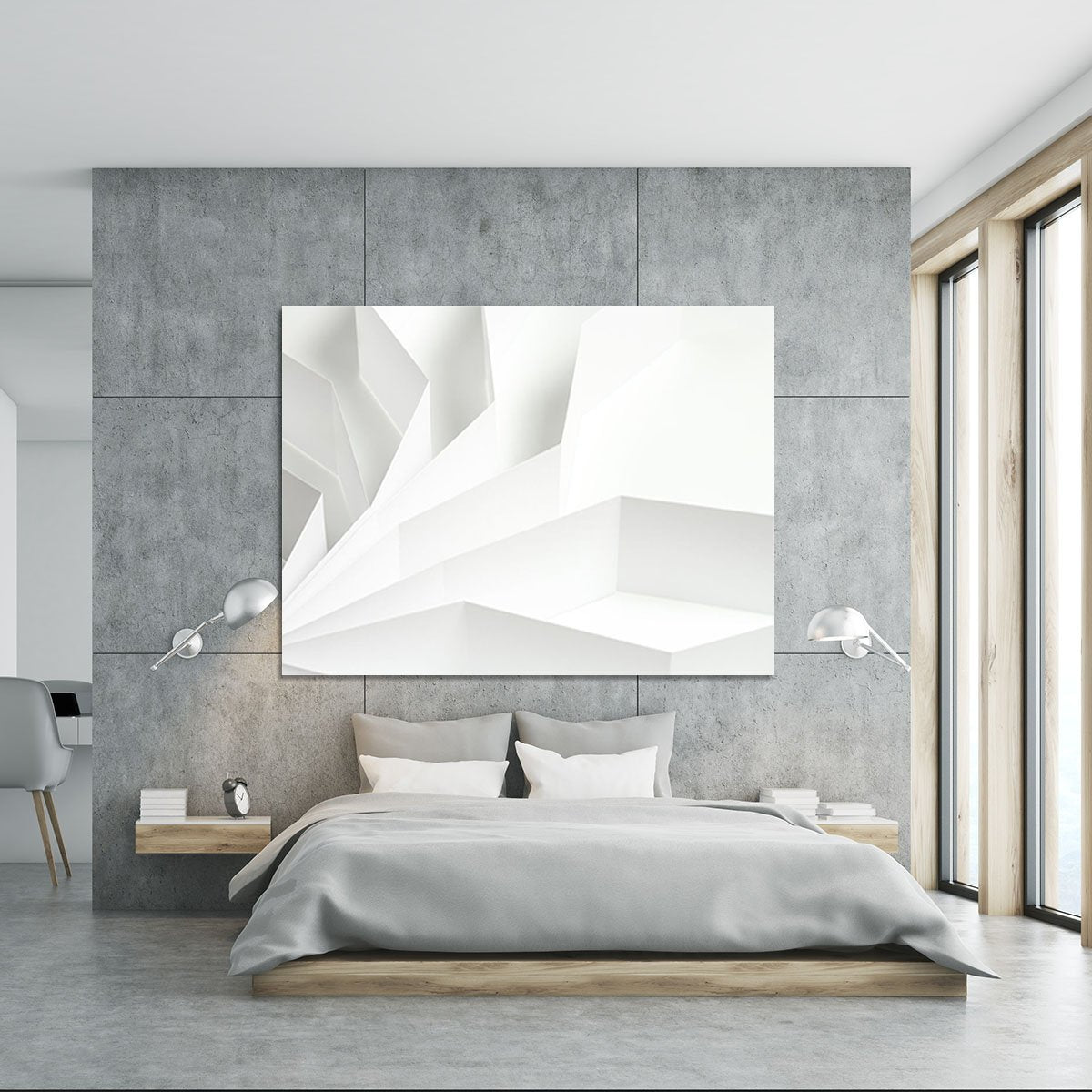 White 3D Abstract Shapes Canvas Print or Poster