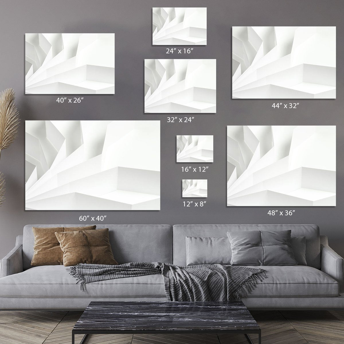 White 3D Abstract Shapes Canvas Print or Poster