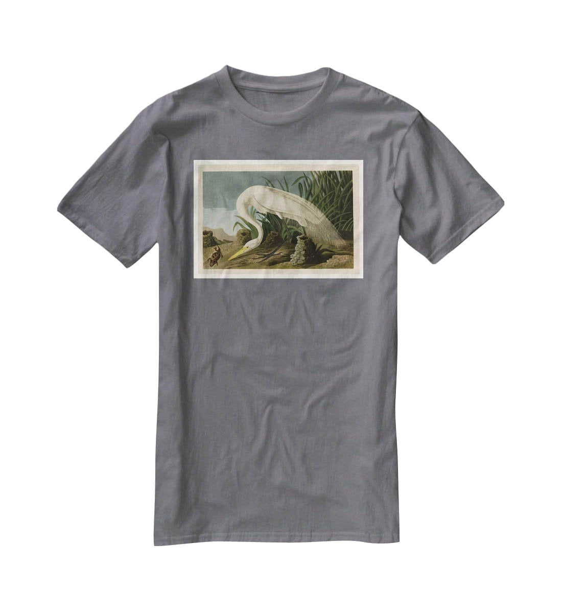 White Heron by Audubon T-Shirt - Canvas Art Rocks - 3