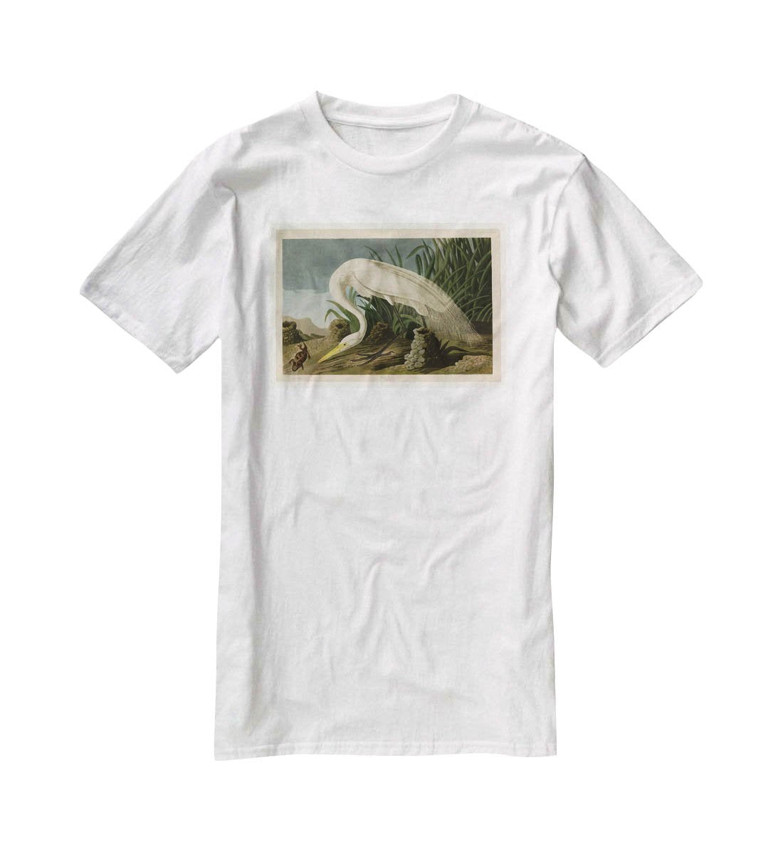 White Heron by Audubon T-Shirt - Canvas Art Rocks - 5