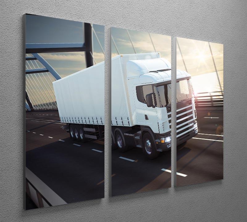 White Lorries 3 Split Panel Canvas Print - Canvas Art Rocks - 2