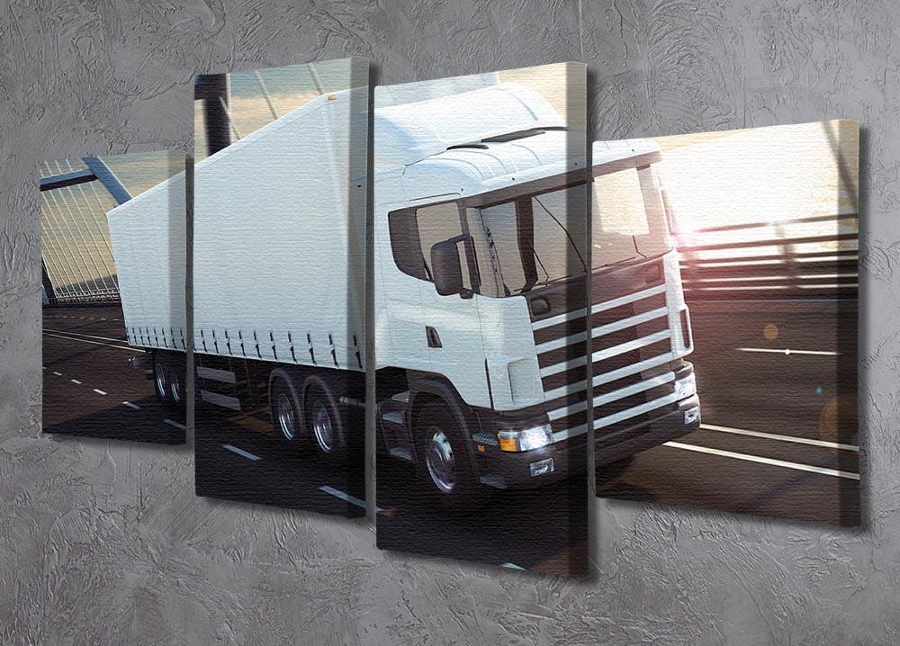 White Lorries 4 Split Panel Canvas  - Canvas Art Rocks - 2