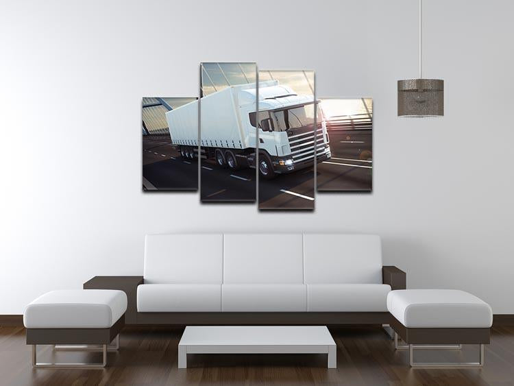 White Lorries 4 Split Panel Canvas  - Canvas Art Rocks - 3