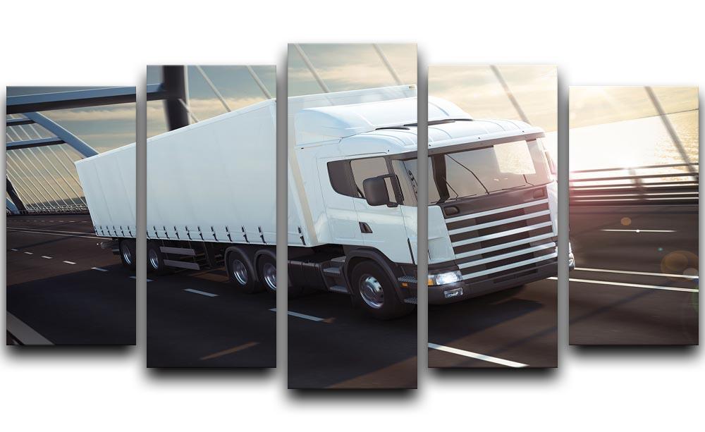 White Lorries 5 Split Panel Canvas  - Canvas Art Rocks - 1