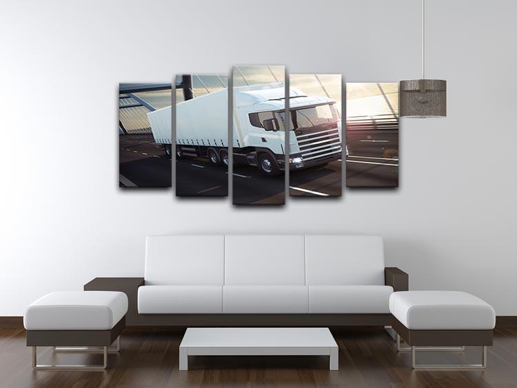 White Lorries 5 Split Panel Canvas  - Canvas Art Rocks - 3