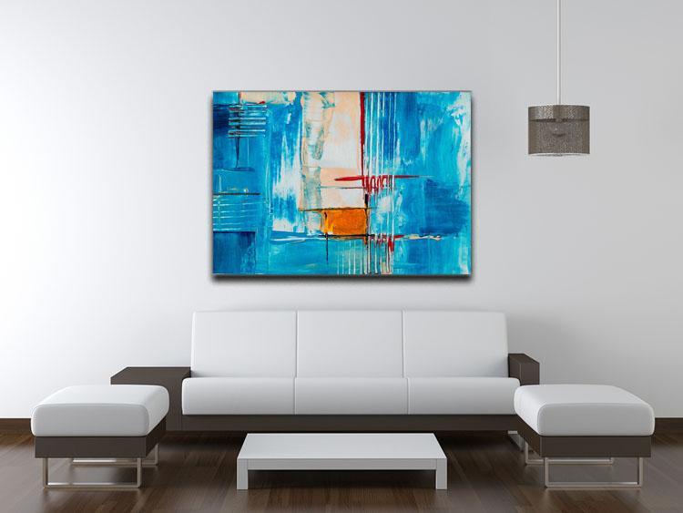 White Red and Blue Abstract Painting Canvas Print or Poster - Canvas Art Rocks - 4