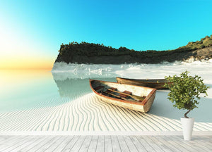 White Sand Boats Wall Mural Wallpaper - Canvas Art Rocks - 4
