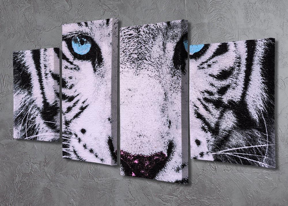 White Tiger Face 4 Split Panel Canvas - Canvas Art Rocks - 2