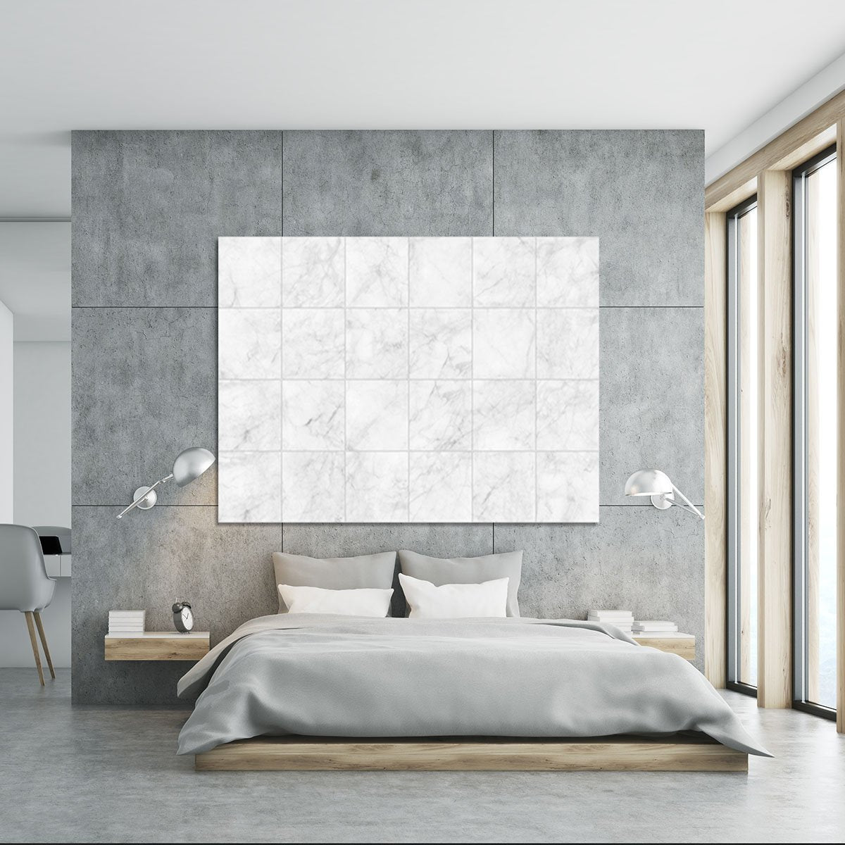 White Tiled Marble Canvas Print or Poster