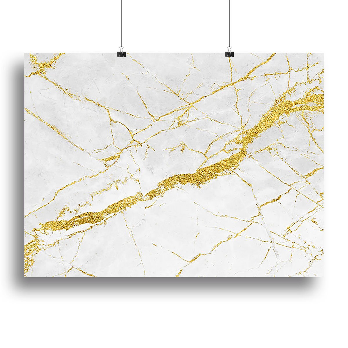 White and Gold Cracked Marble Canvas Print or Poster