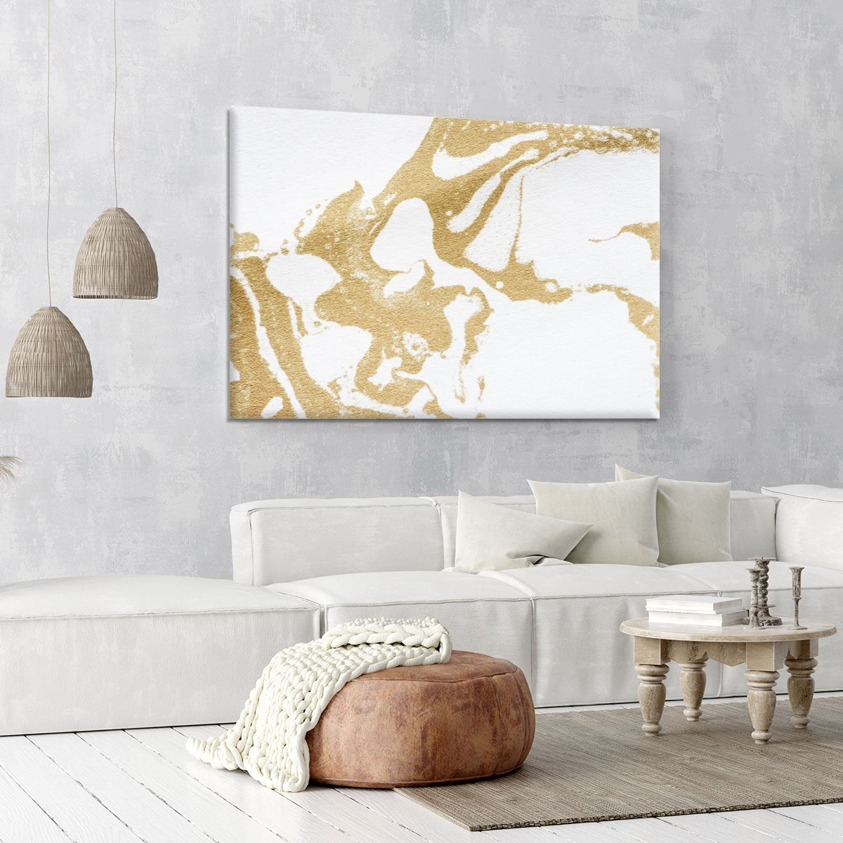 White and Gold Marble Canvas Print or Poster