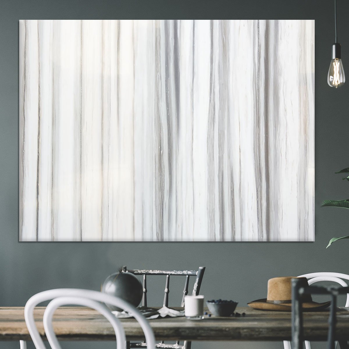 White and Grey Striped Marble Canvas Print or Poster