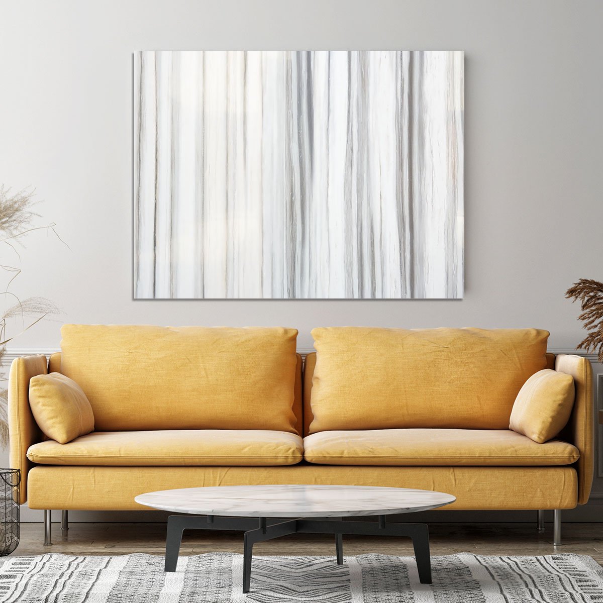 White and Grey Striped Marble Canvas Print or Poster