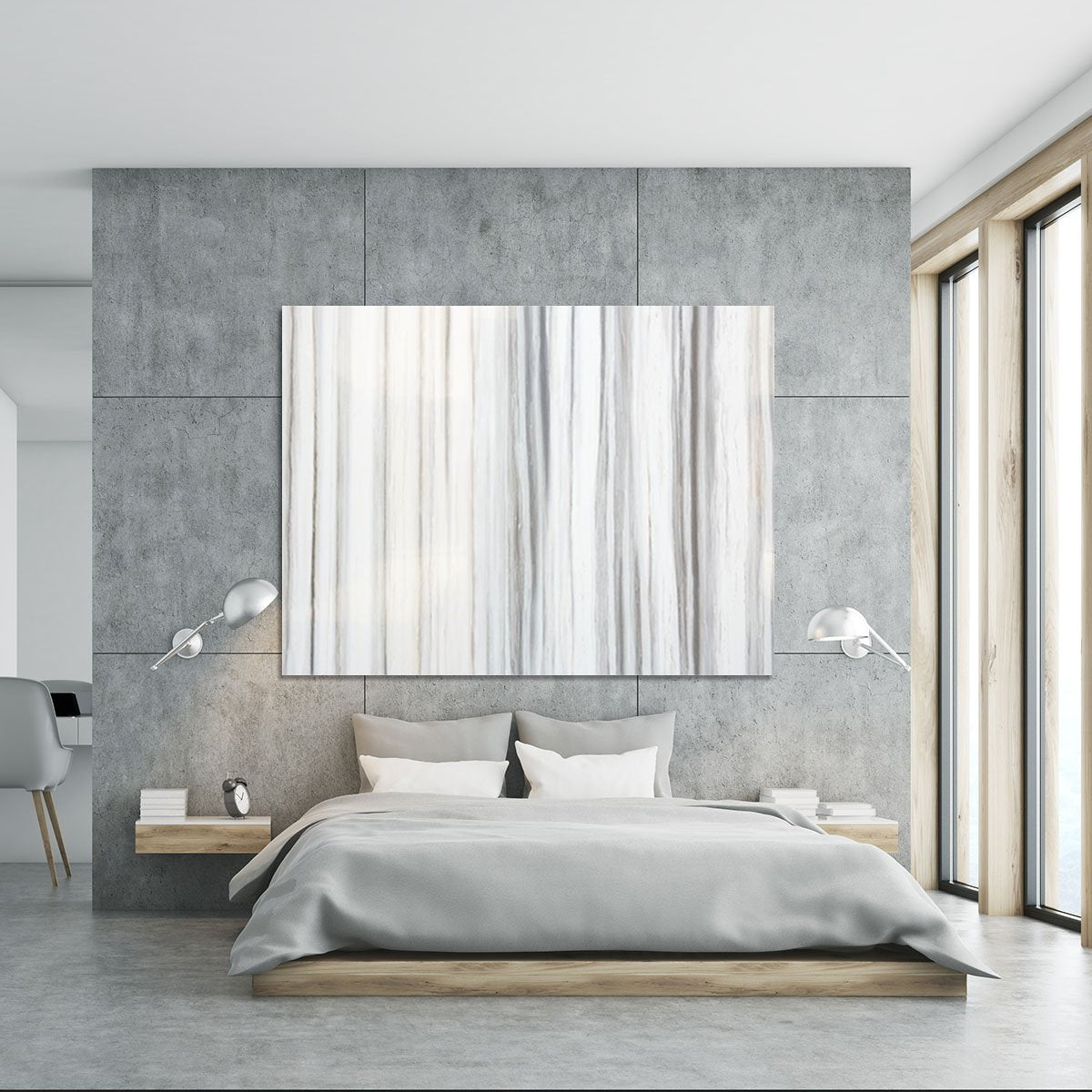 White and Grey Striped Marble Canvas Print or Poster