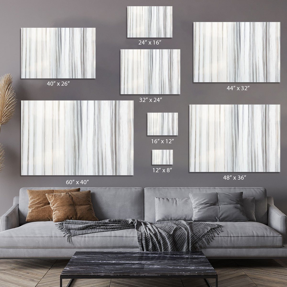 White and Grey Striped Marble Canvas Print or Poster