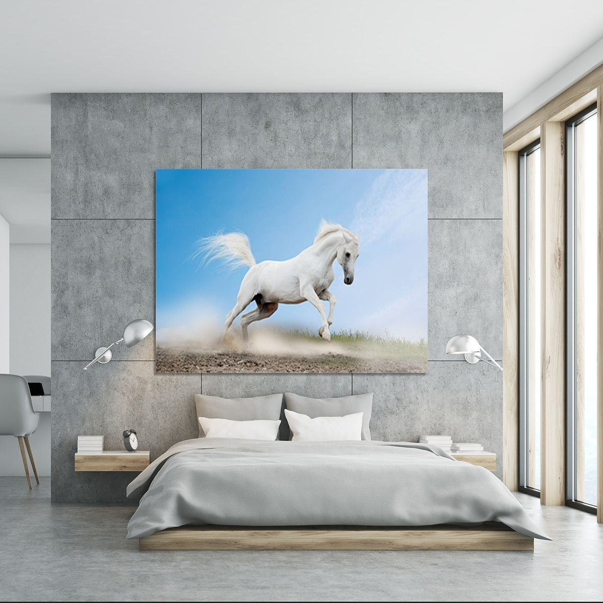 White arabian horse Canvas Print or Poster