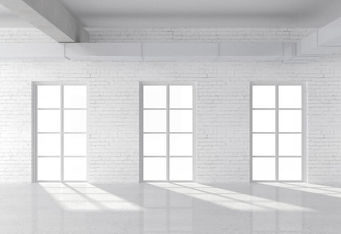 White brick loft with window Wall Mural Wallpaper