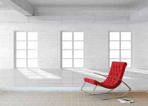 White brick loft with window Wall Mural Wallpaper - Canvas Art Rocks - 2