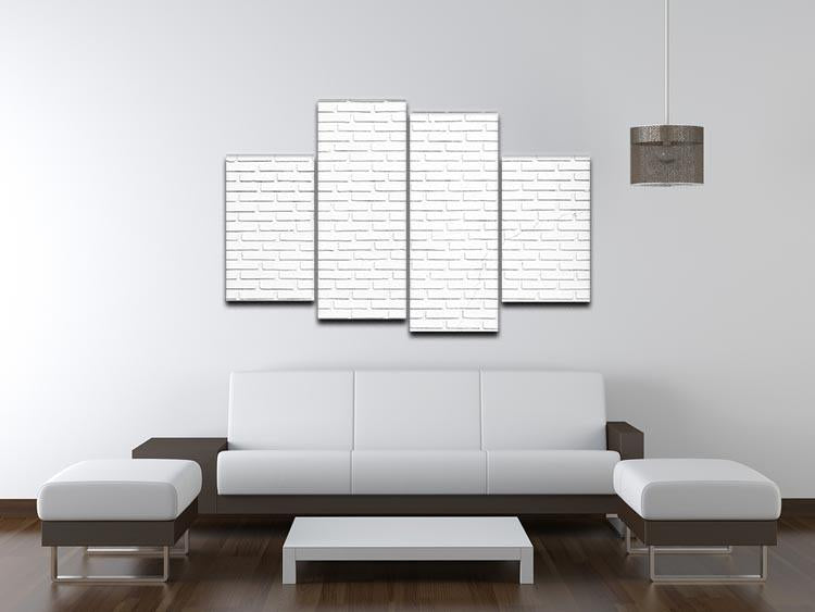 White brick wall 4 Split Panel Canvas - Canvas Art Rocks - 3