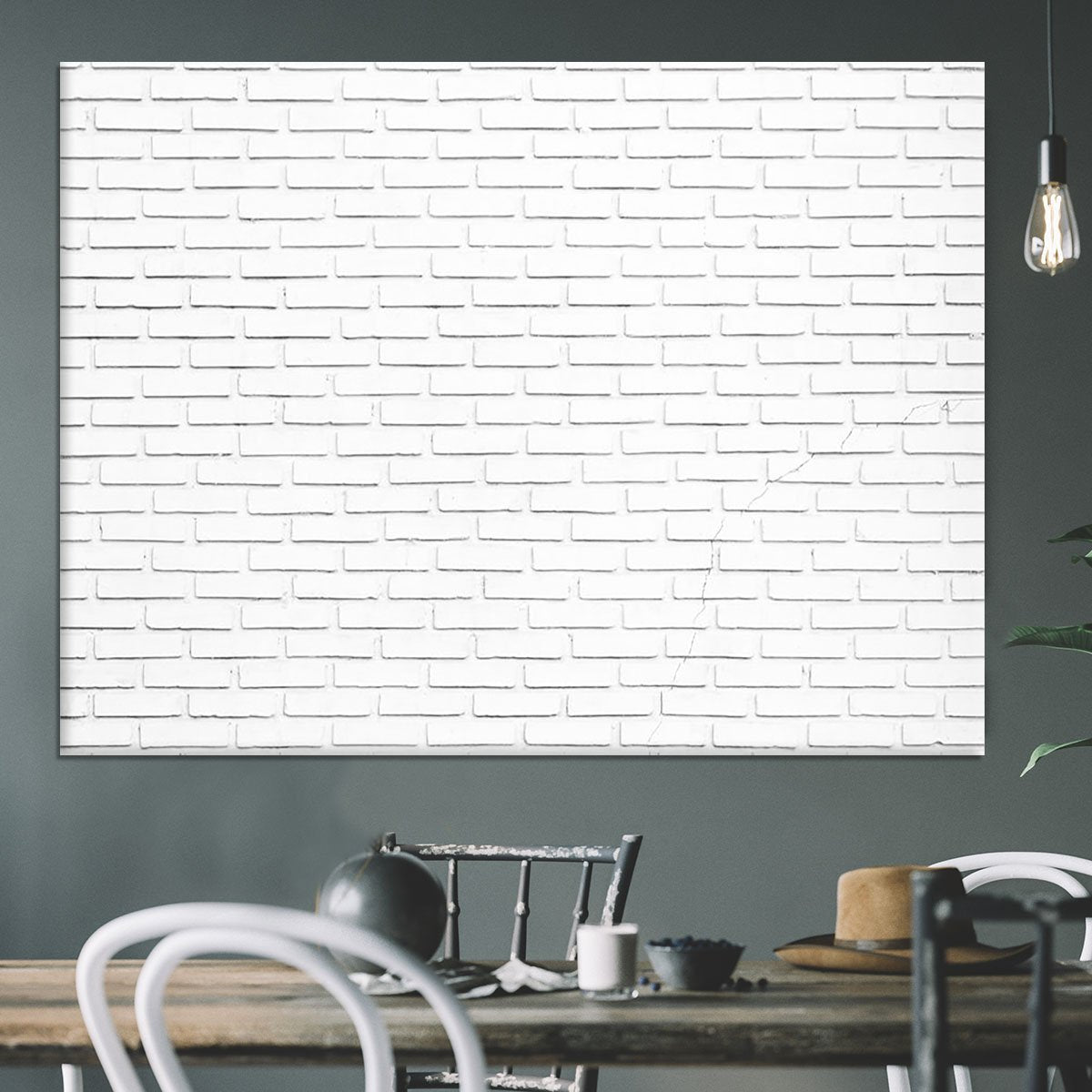 White brick wall Canvas Print or Poster