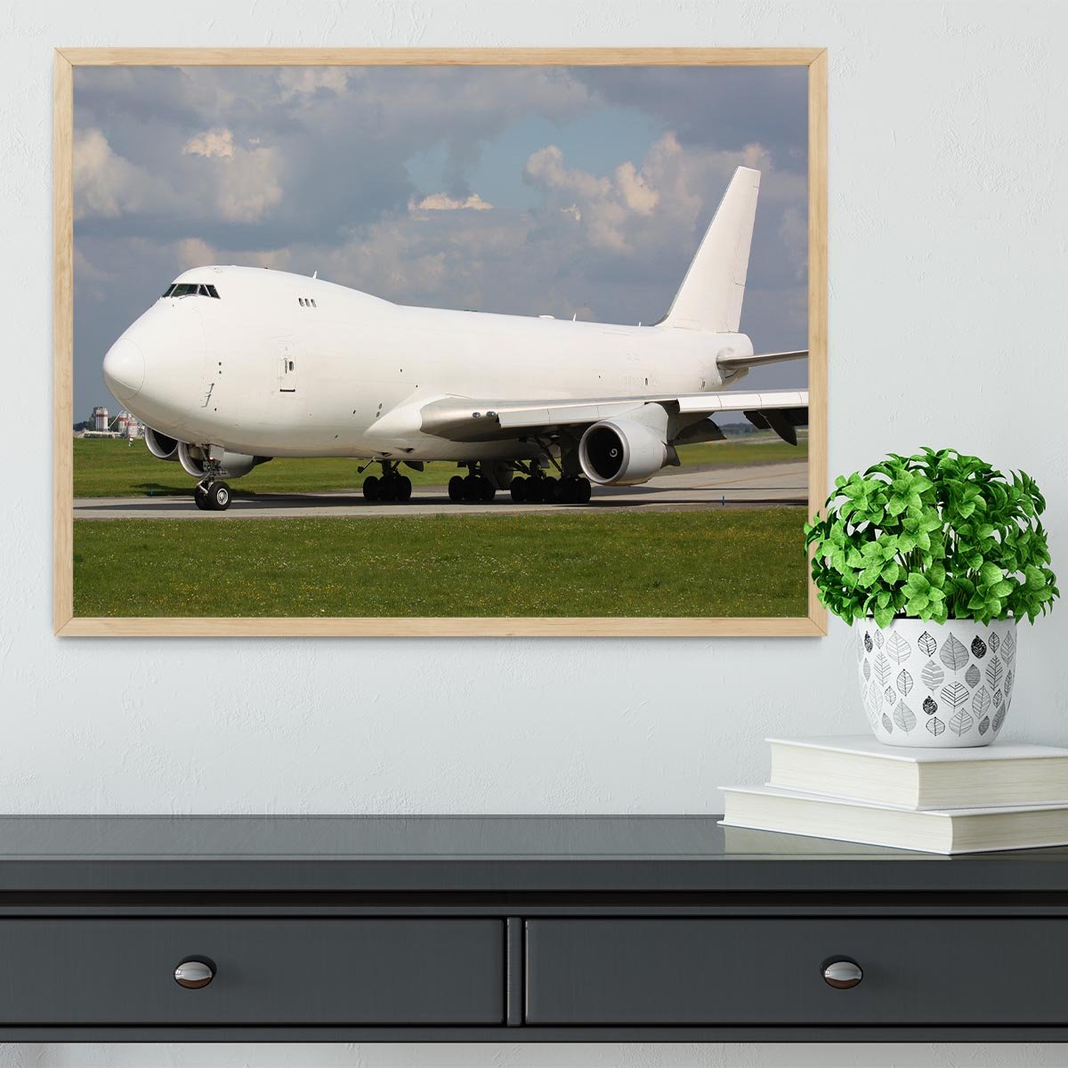 White cargo plane taxi Framed Print - Canvas Art Rocks - 4