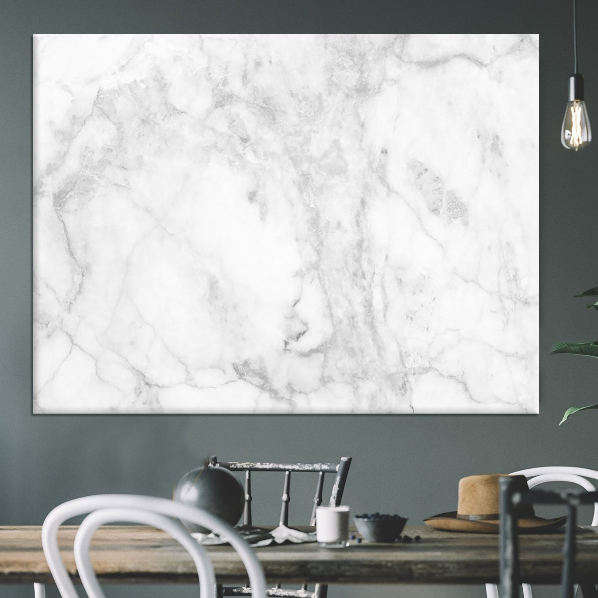 White gray marble patterned Canvas Print or Poster