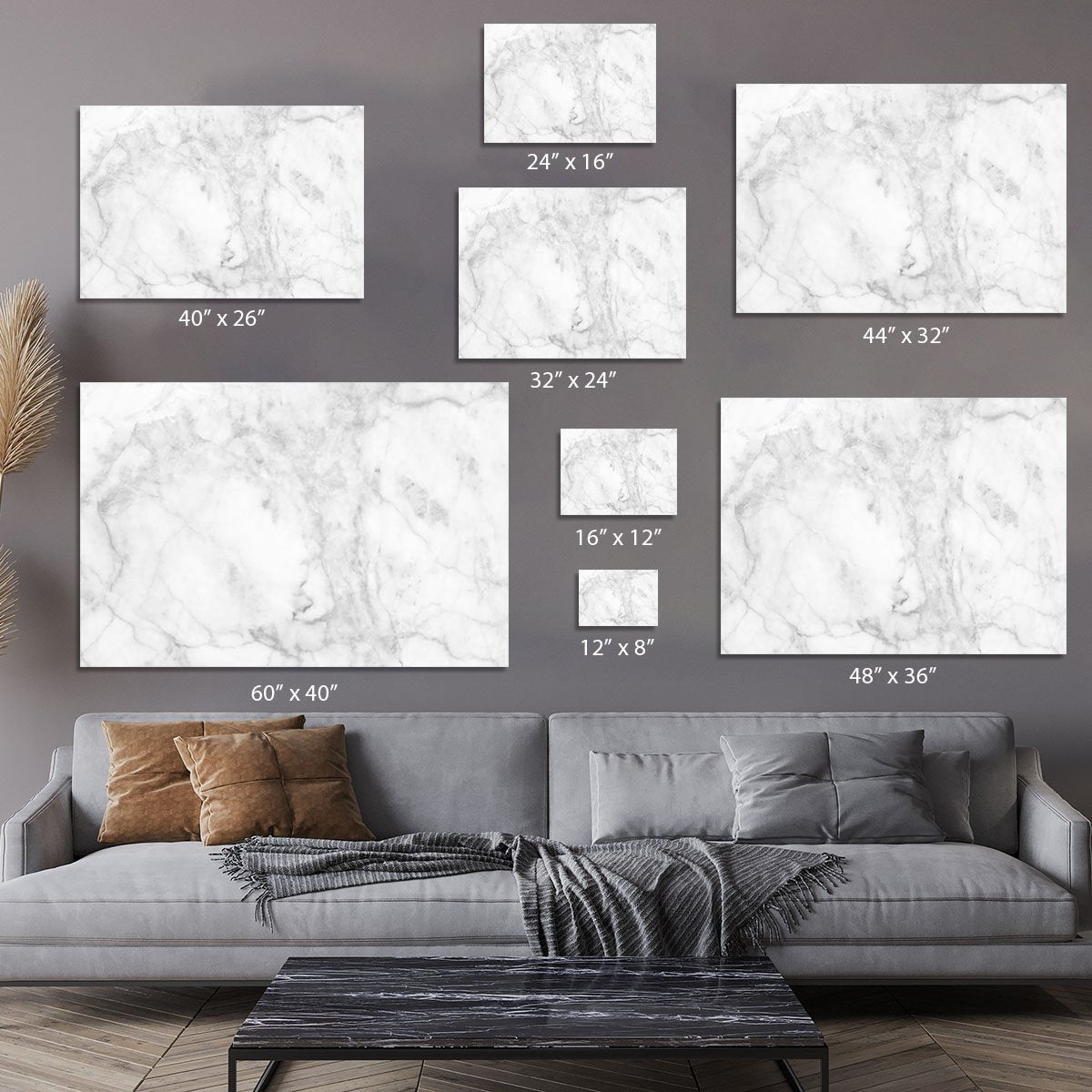 White gray marble patterned Canvas Print or Poster