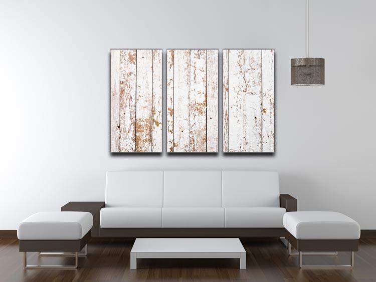 White grunge wooden 3 Split Panel Canvas Print - Canvas Art Rocks - 3