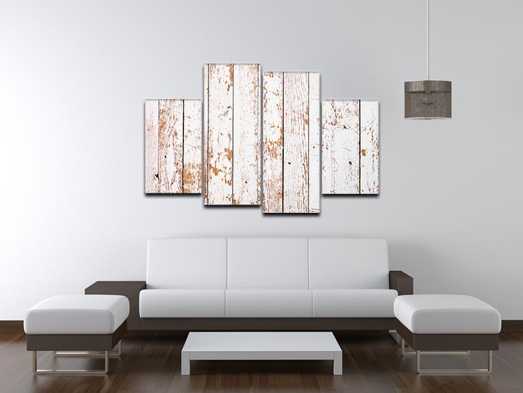 White grunge wooden 4 Split Panel Canvas - Canvas Art Rocks - 3