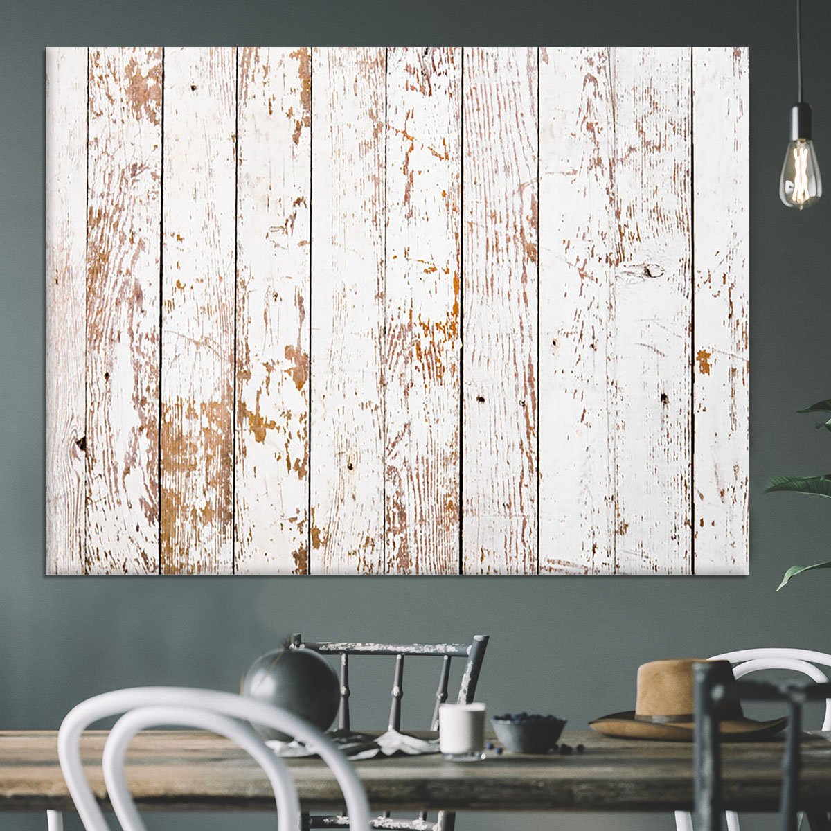 White grunge wooden Canvas Print or Poster