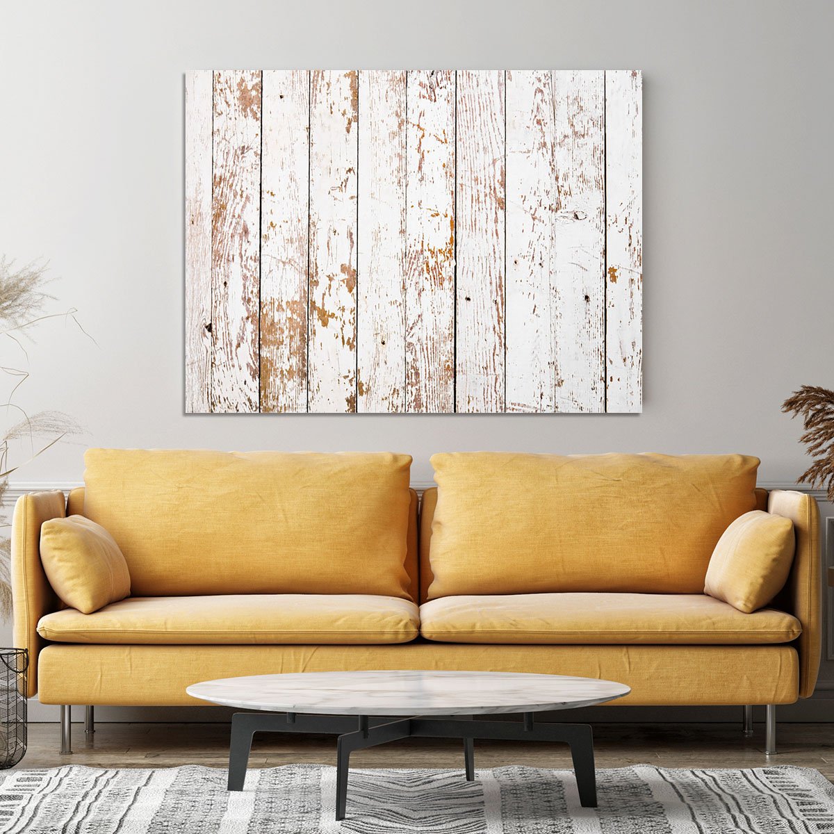 White grunge wooden Canvas Print or Poster