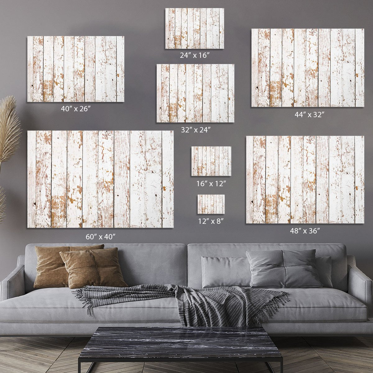 White grunge wooden Canvas Print or Poster