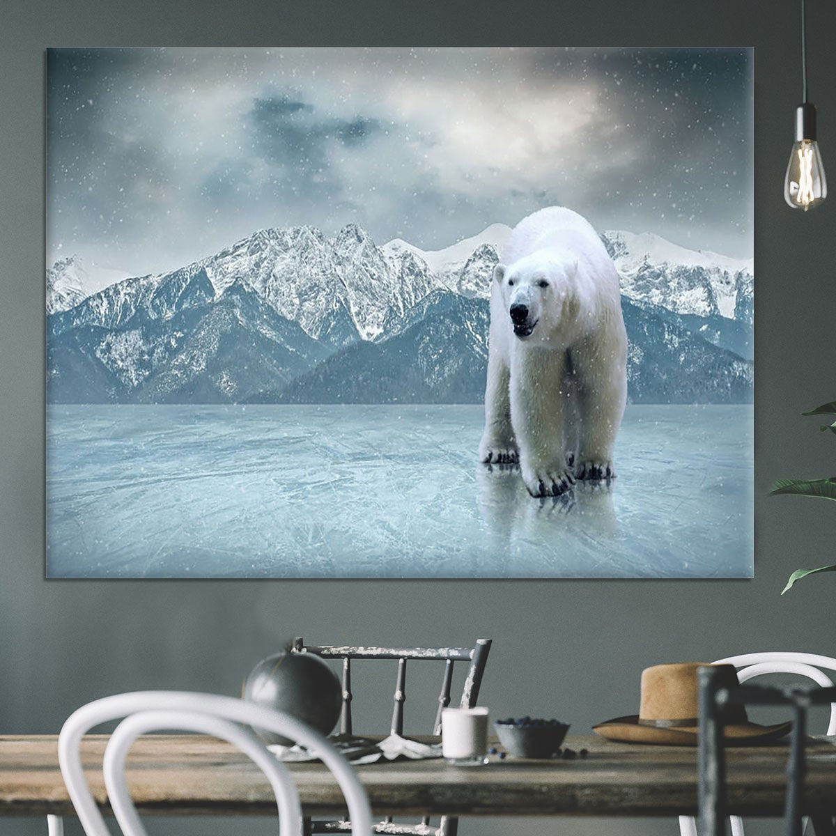 White polar bear on the ice Canvas Print or Poster