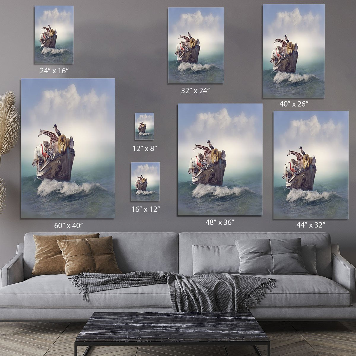 Wild Animals and Birds in an Old Boat Canvas Print or Poster
