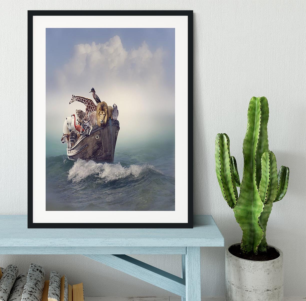 Wild Animals and Birds in an Old Boat Framed Print - Canvas Art Rocks - 1