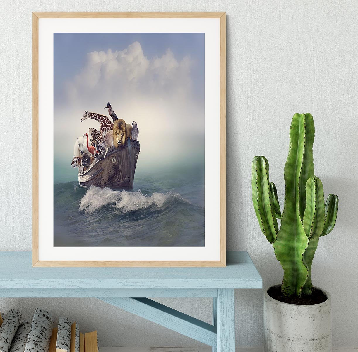 Wild Animals and Birds in an Old Boat Framed Print - Canvas Art Rocks - 3