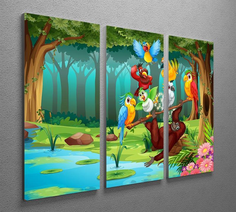 Wild animals in the forest illustration 3 Split Panel Canvas Print - Canvas Art Rocks - 2