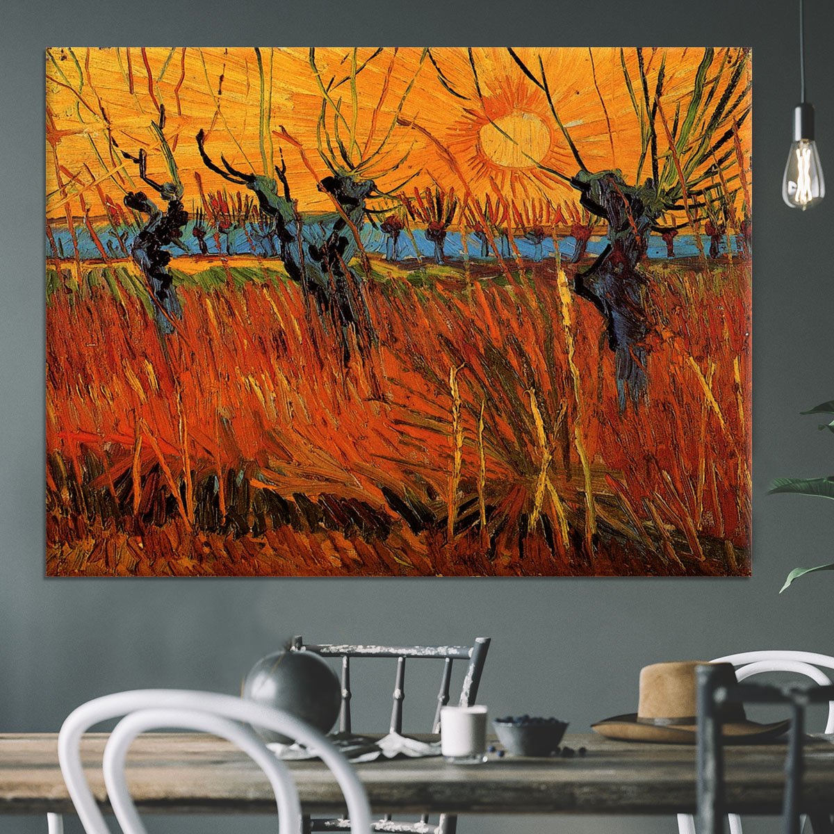 Willows at Sunset by Van Gogh Canvas Print or Poster