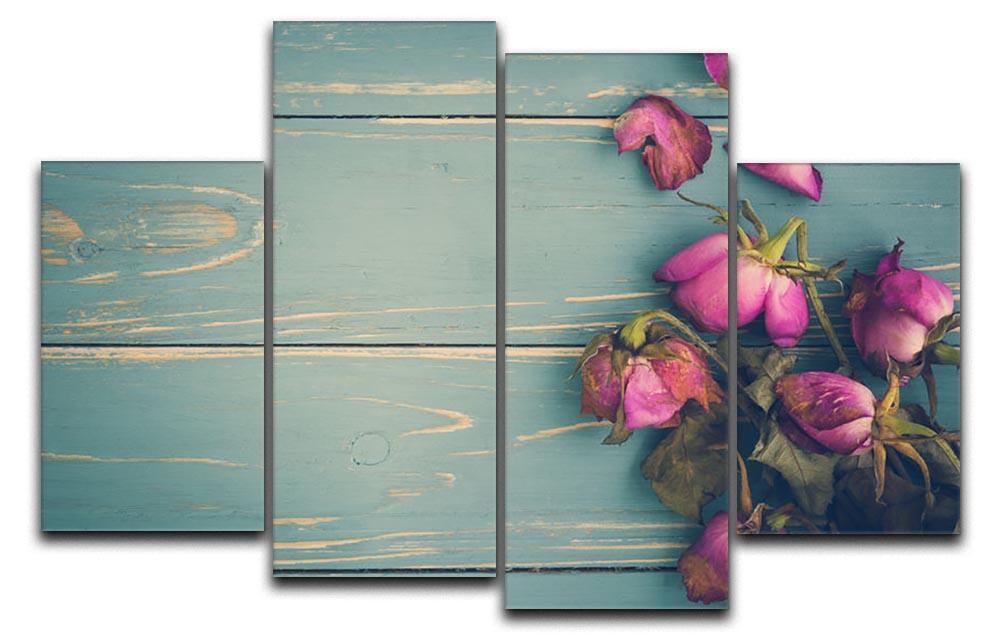 Wilted Flower Vintage Background 4 Split Panel Canvas  - Canvas Art Rocks - 1