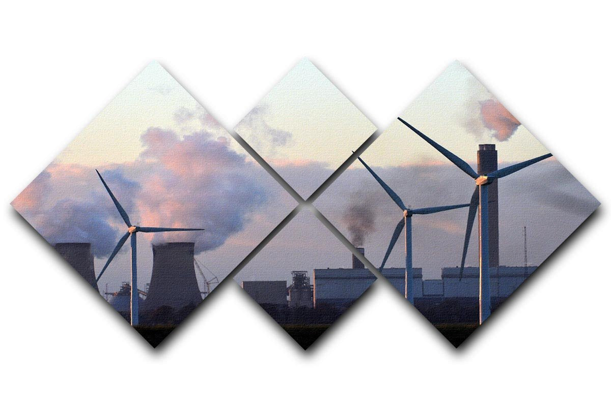 Wind Farm 4 Square Multi Panel Canvas - Canvas Art Rocks - 1