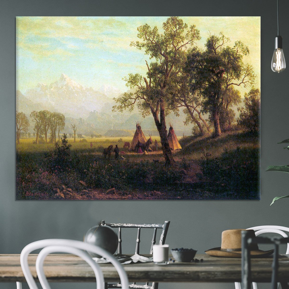 Wind River Mountains in Nebraska by Bierstadt Canvas Print or Poster