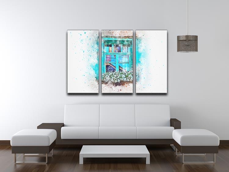 Window Painting 3 Split Panel Canvas Print - Canvas Art Rocks - 3