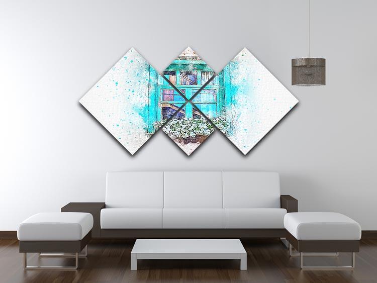 Window Painting 4 Square Multi Panel Canvas - Canvas Art Rocks - 3