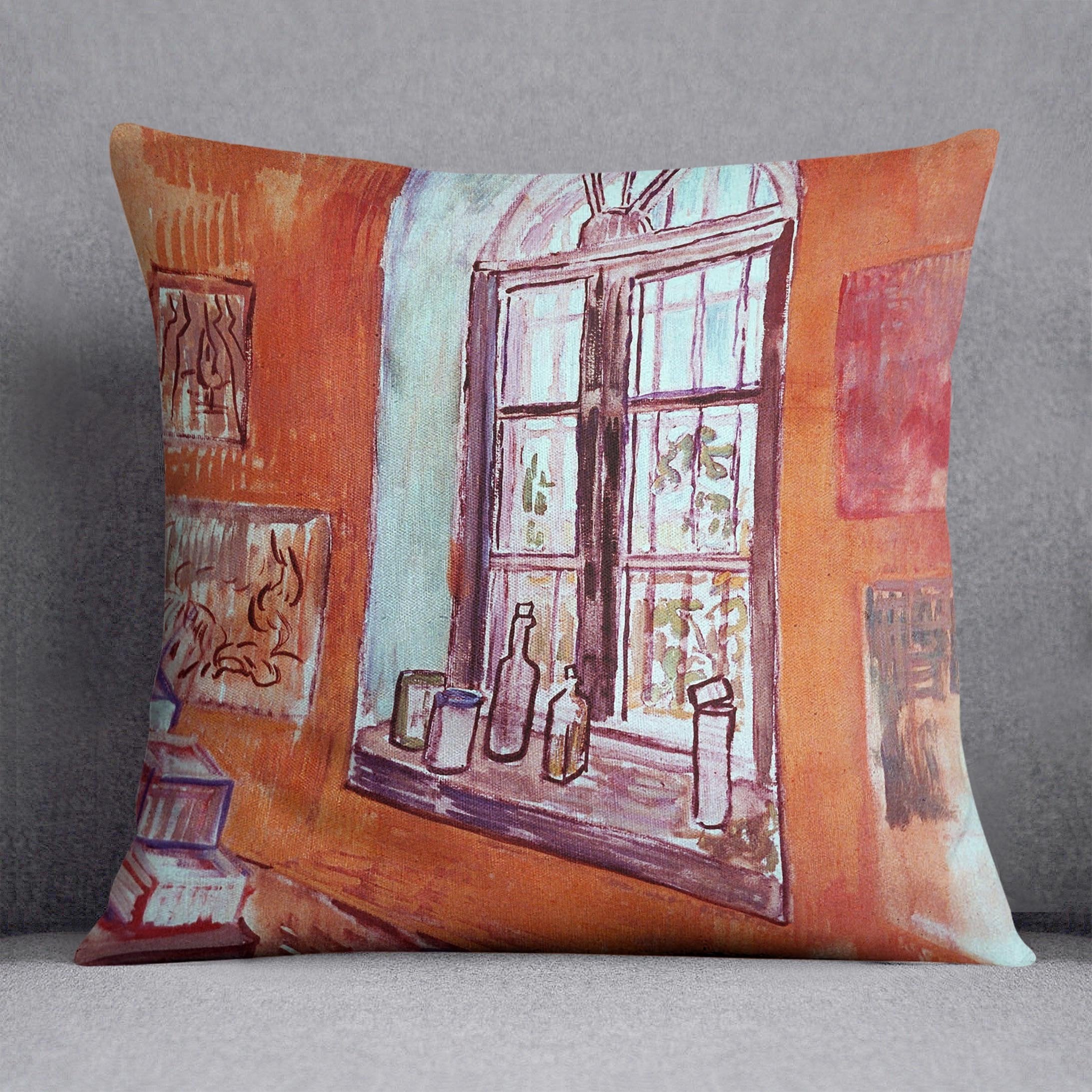Window of Vincent s Studio at the Asylum by Van Gogh Throw Pillow