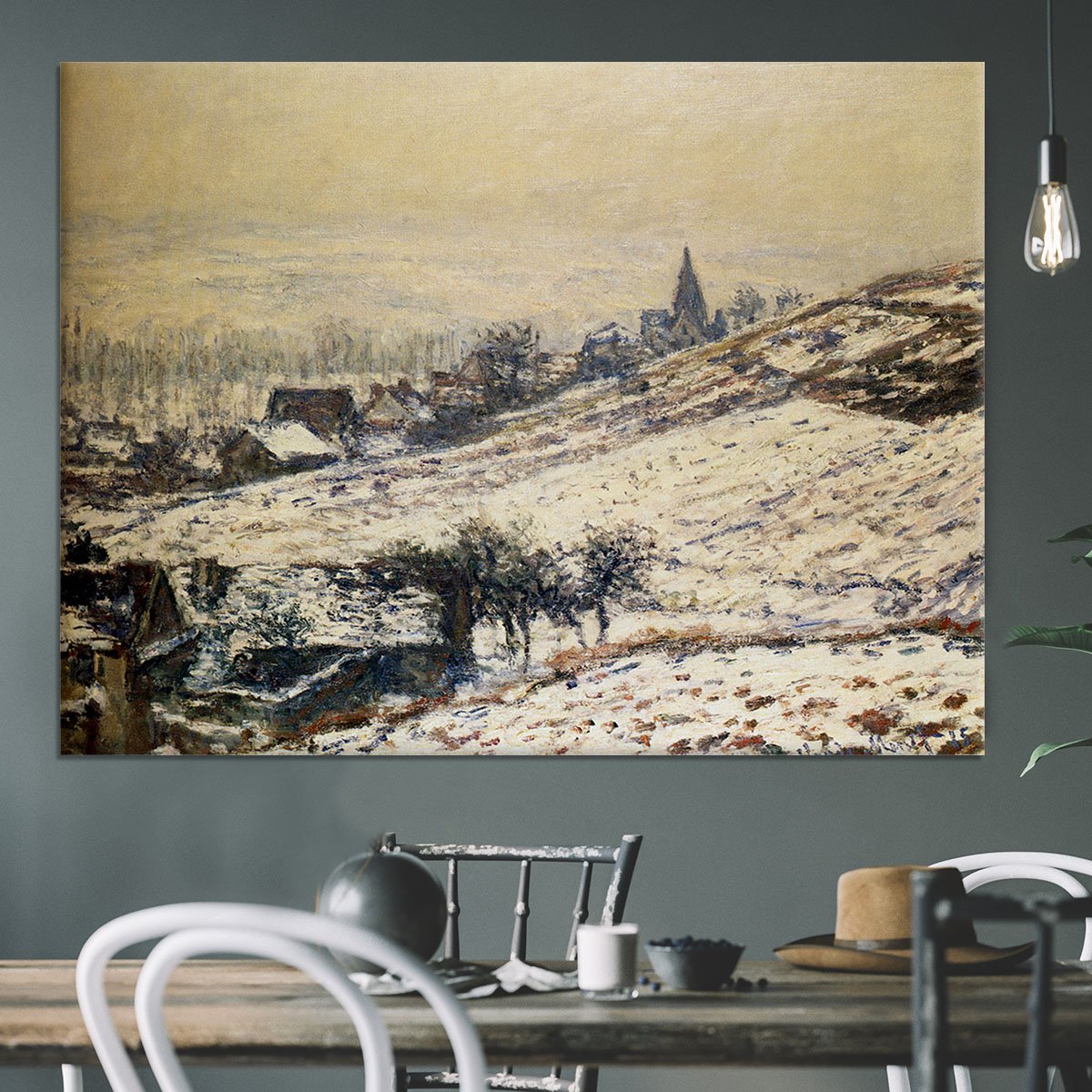 Winter At Giverny 1885 by Monet Canvas Print or Poster