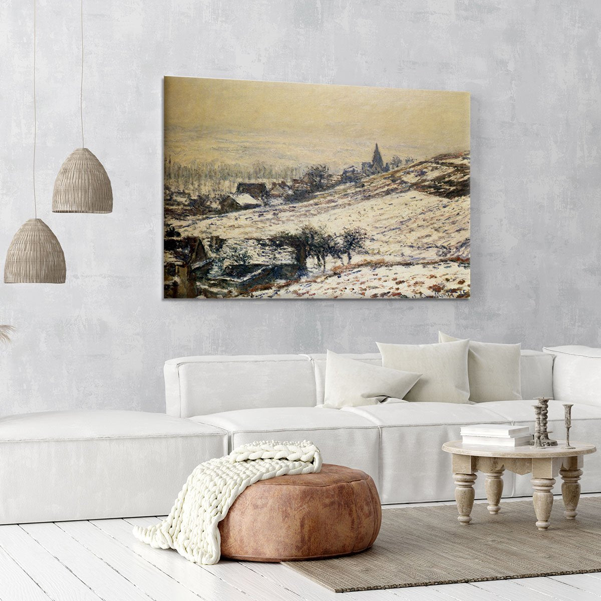 Winter At Giverny 1885 by Monet Canvas Print or Poster