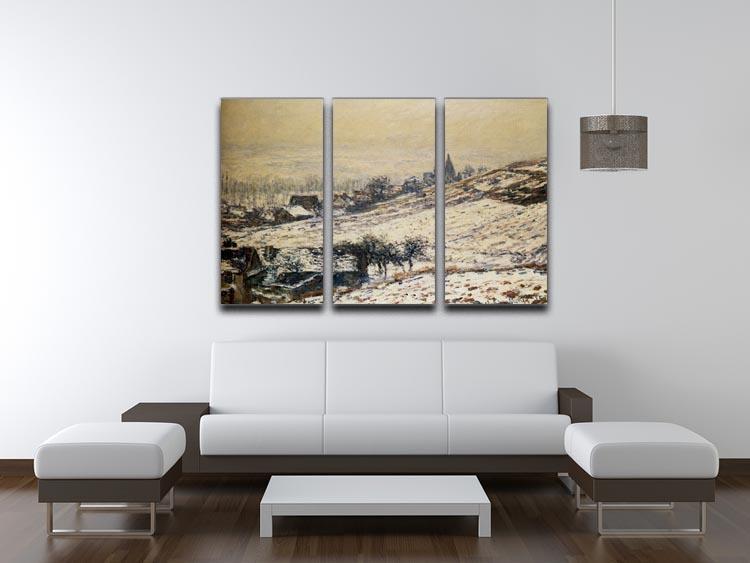 Winter At Giverny 1885 by Monet Split Panel Canvas Print - Canvas Art Rocks - 4