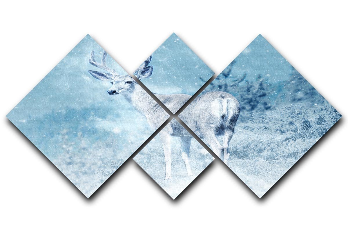 Winter Moose 4 Square Multi Panel Canvas  - Canvas Art Rocks - 1
