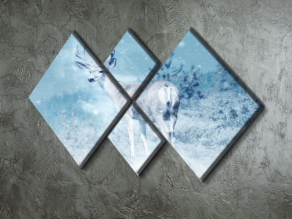 Winter Moose 4 Square Multi Panel Canvas - Canvas Art Rocks - 2