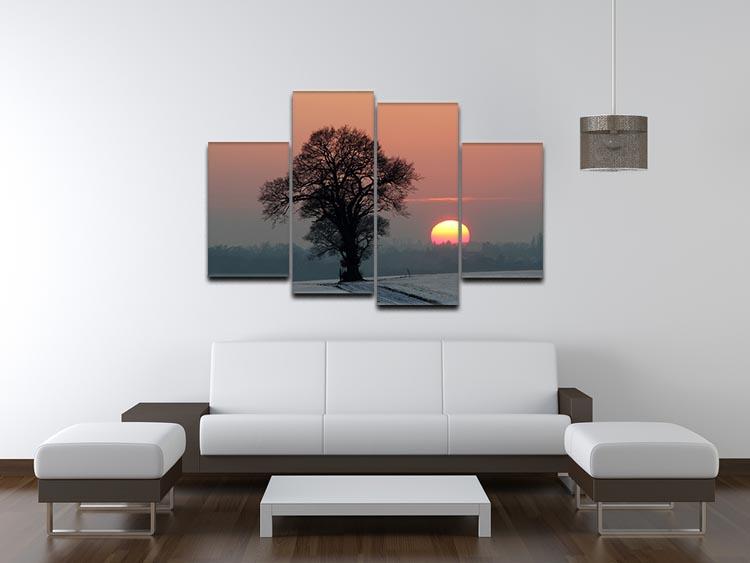 Winter Sunset 4 Split Panel Canvas - Canvas Art Rocks - 3